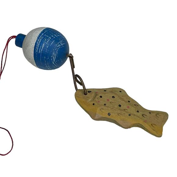 Vintage Wooden Fishing Christmas Tree Ornament - Picture 6 of 7